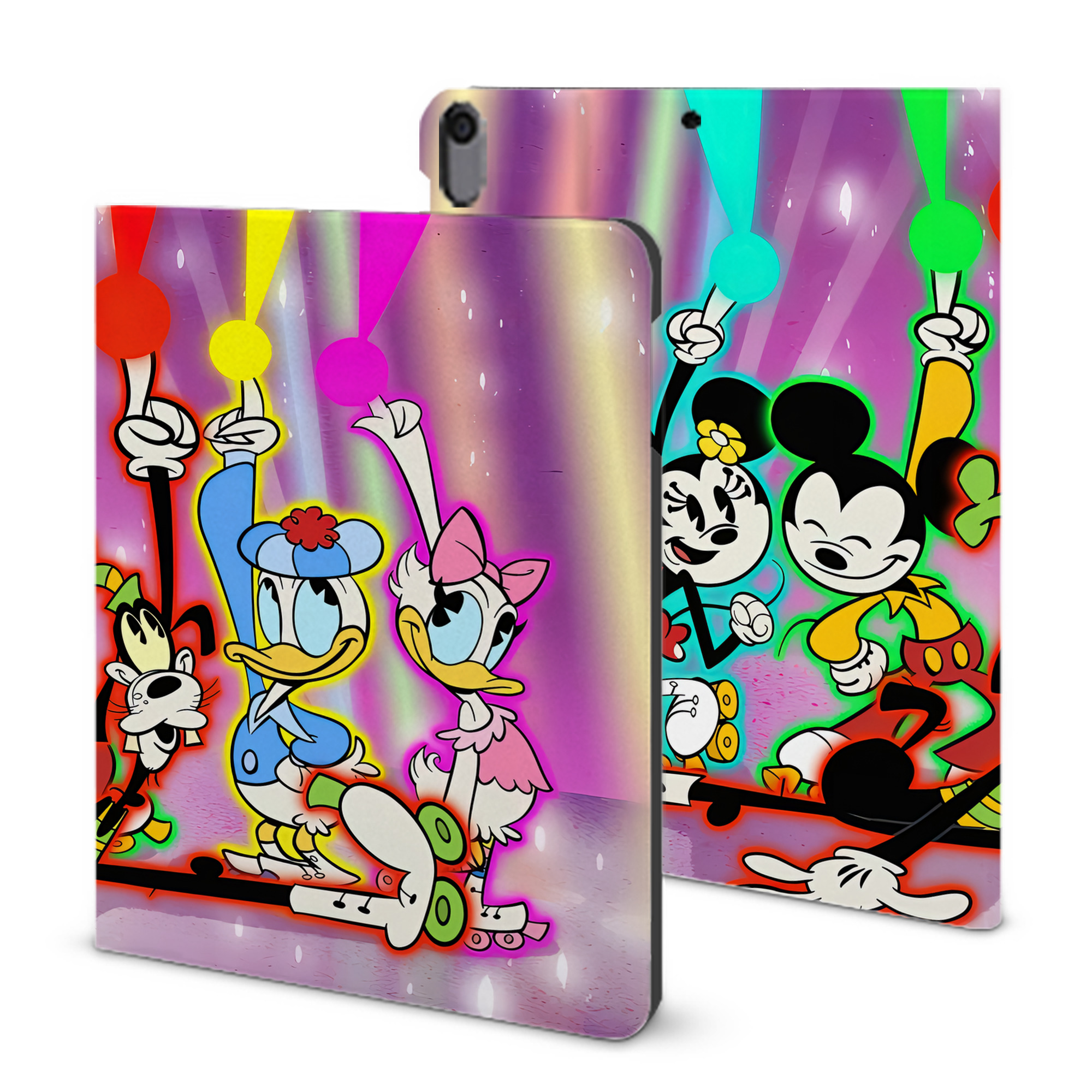（画像用） ミッキーマウス Mickey Mouse IPad ケース ブック型 PUレザー TPU 耐衝撃 軽量 薄型 ペン収納なし 全面保護 IPad 各モデル対応
